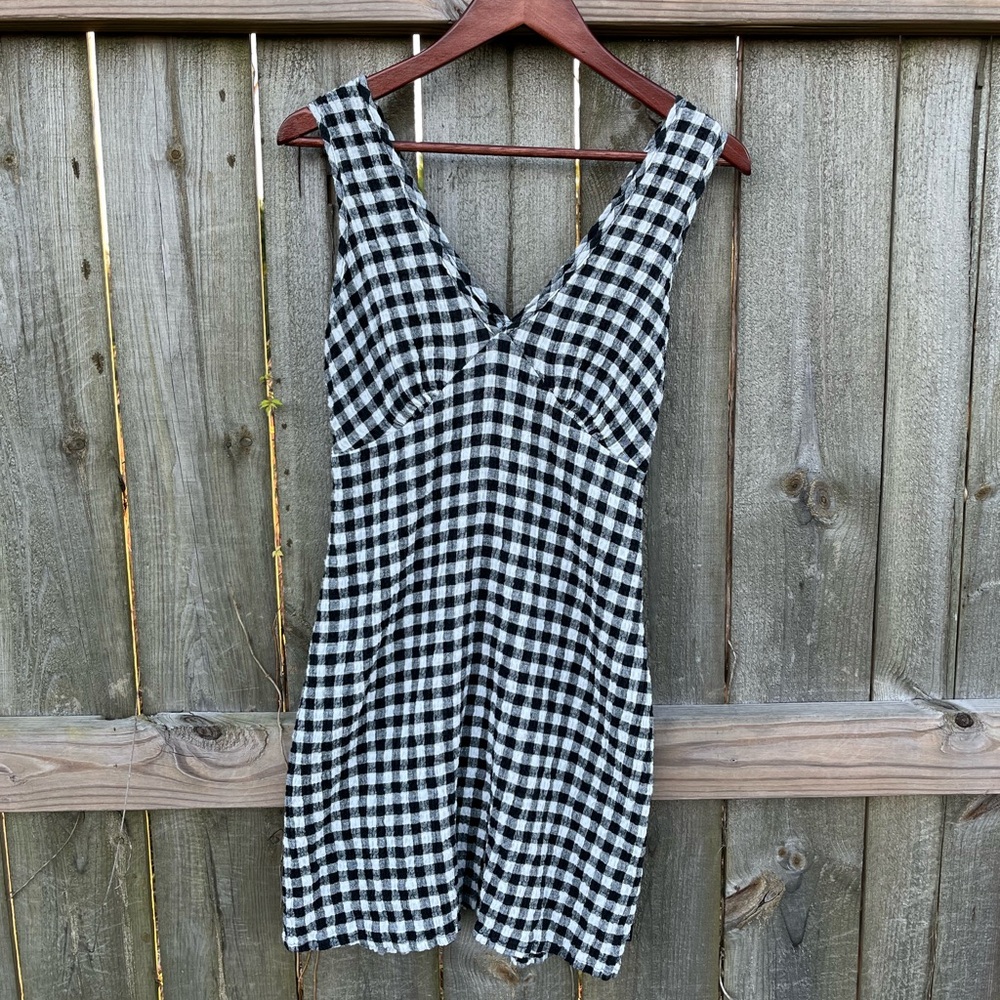 AFENDS Black & White Gingham Mini Dress – Size M